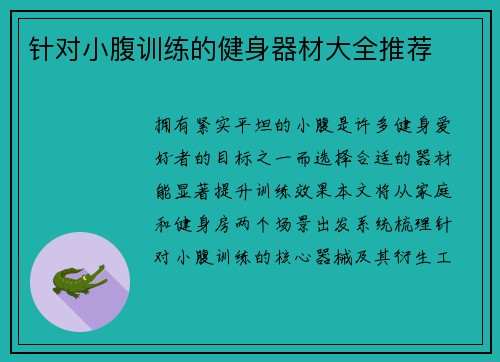 针对小腹训练的健身器材大全推荐